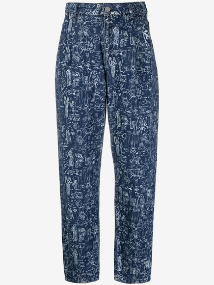 KARL LAGERFELD Женские джинсы с широкими штанинами, PRINTED RELAXED DENIM