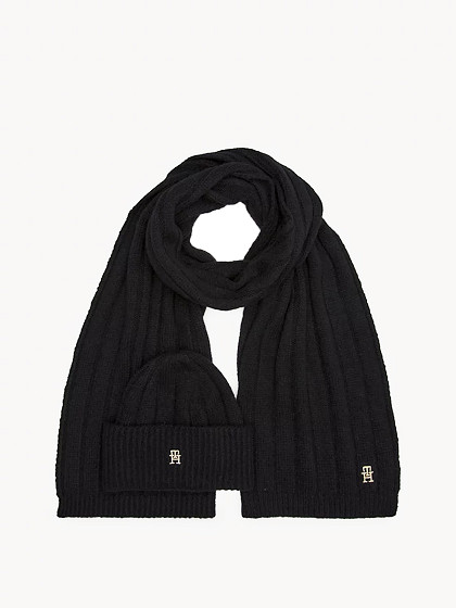TOMMY HILFIGER Шарф и шапка, TH MONOGRAM BEANIE AND SCARF GIFT SET