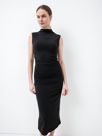 VILA Повседневное женское платье, VIPHOENIX HIGH NECK S/L MIDI DRESS/SU