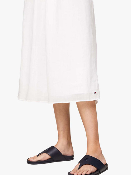 TOMMY HILFIGER Sieviešu vasaras kleita ar linu, LINEN MIDI SLIP DRESS