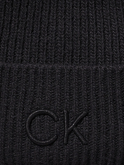 CALVIN KLEIN Женская шапка с шерстью и кашемиром; CK EMBROIDERY FINE RIB BEANIE