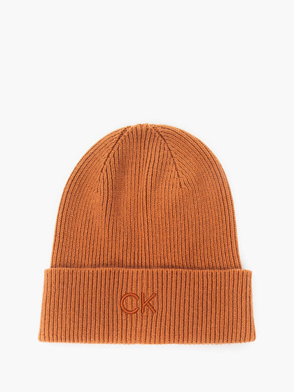 CALVIN KLEIN Женская шапка с шерстью и кашемиром, CK EMBROIDERY FINE RIB BEANIE