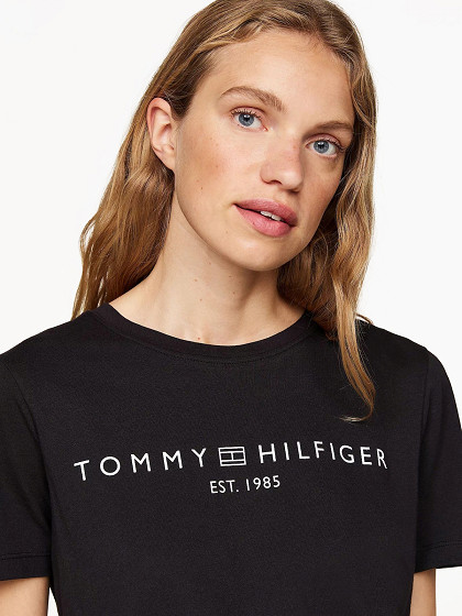 TOMMY HILFIGER Sieviešu krekls ar īsām piedurknēm, REG CORP LOGO C-NK SS