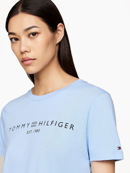 TOMMY HILFIGER Sieviešu krekls ar īsām piedurknēm, REG CORP LOGO C-NK SS