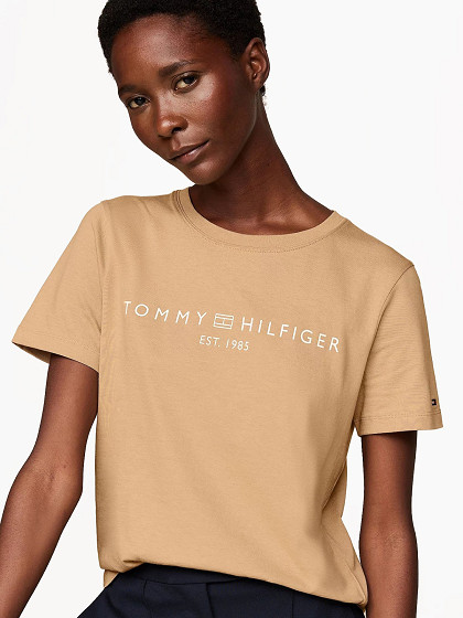 TOMMY HILFIGER Sieviešu krekls ar īsām piedurknēm, REG CORP LOGO C-NK SS