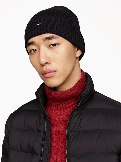 TOMMY HILFIGER Vīriešu cepure ar kašmiru, FLAG PIMA COTTON BEANIE