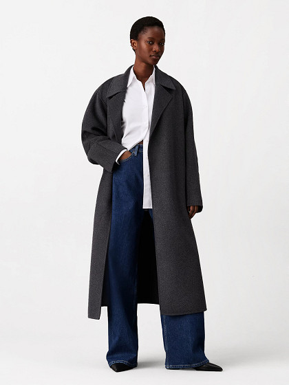 CALVIN KLEIN Sieviešu mētelis ar vilnu, LS DF WOOL LONG WRAP COAT